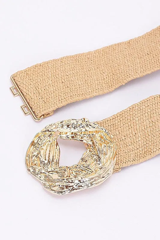 GODDESS  TEXTURED STRAW BELT - BEIGE