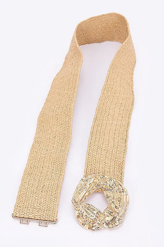 GODDESS  TEXTURED STRAW BELT - BEIGE