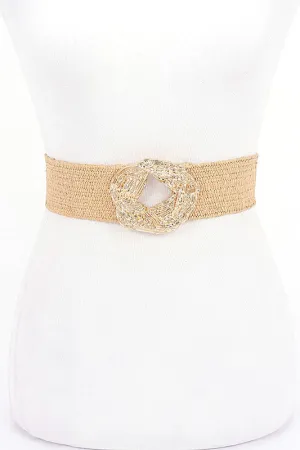 GODDESS  TEXTURED STRAW BELT - BEIGE