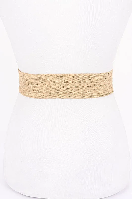 GODDESS  TEXTURED STRAW BELT - BLACK
