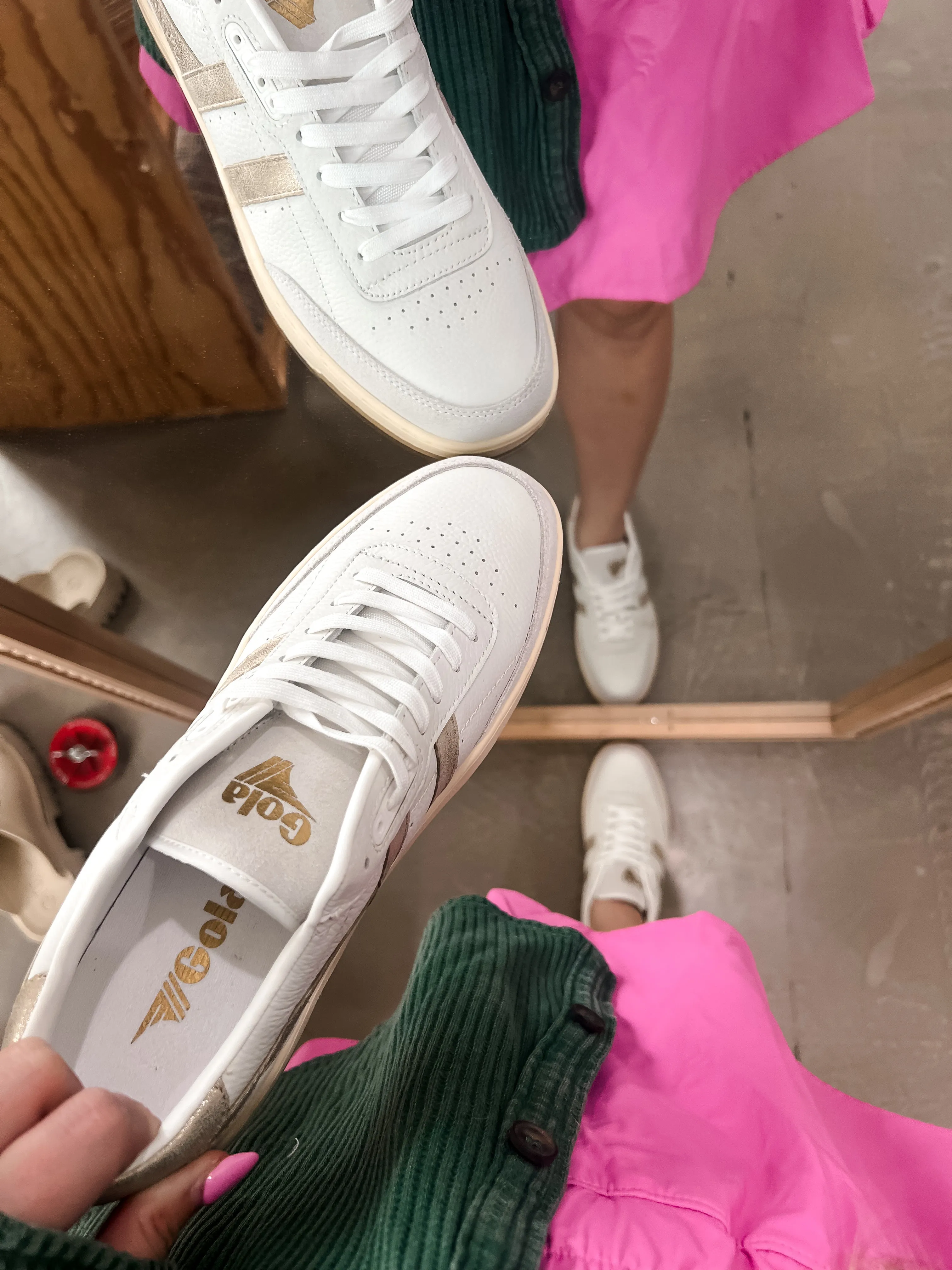 {Gola} Classics Women's Falcon Mirror Sneakers - White   Gold