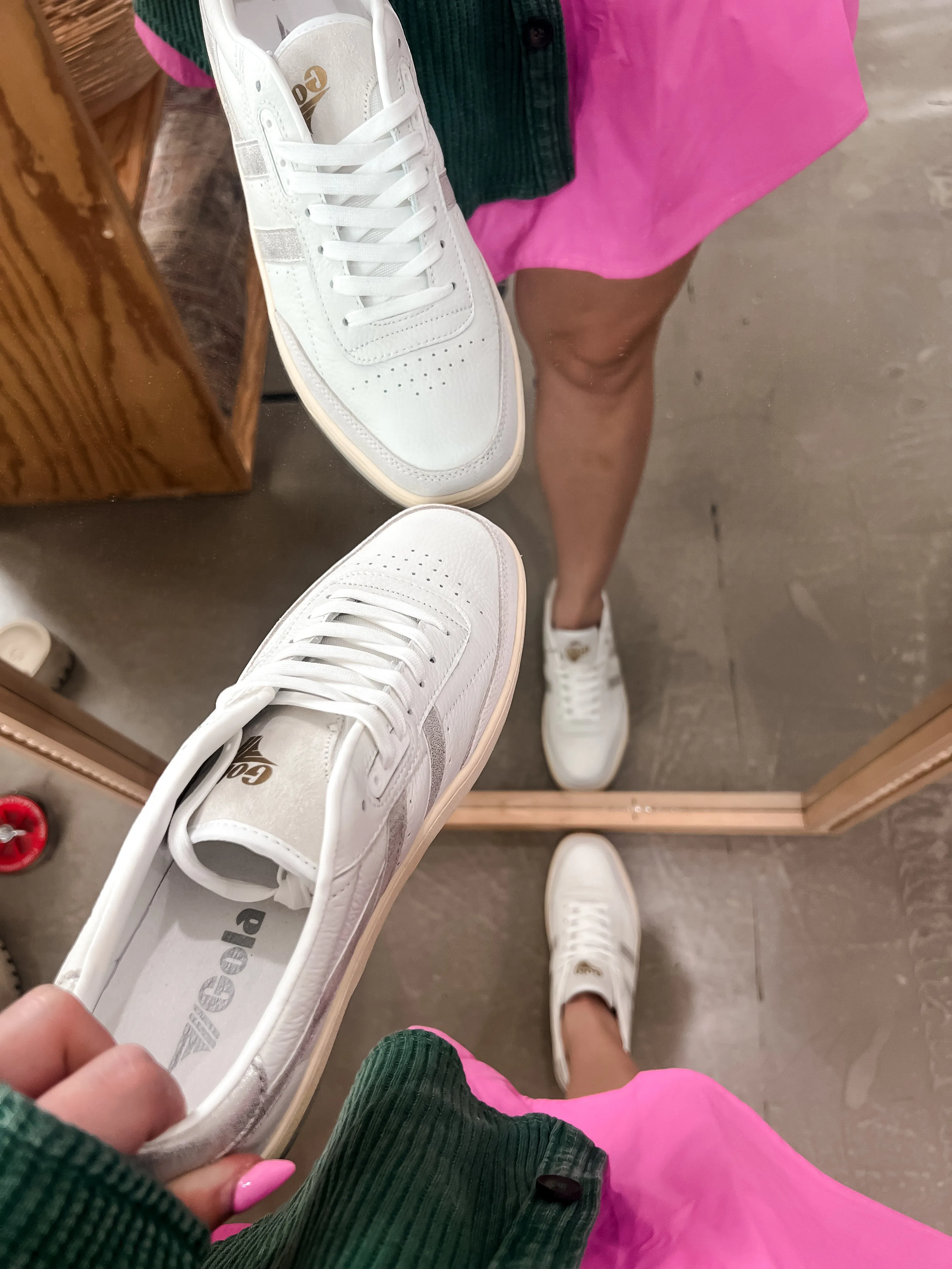 {Gola} Classics Women's Falcon Mirror Sneakers - White   Silver