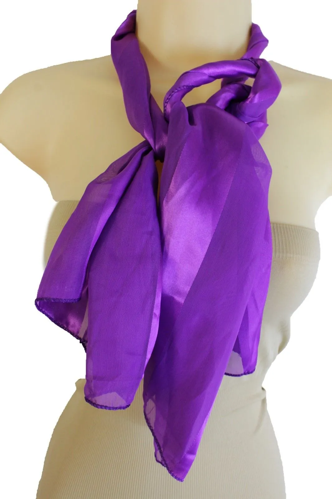 Green Black Purple Blue Long Soft Fabric Scarf Wrap Fancy Neck Tie Dressy