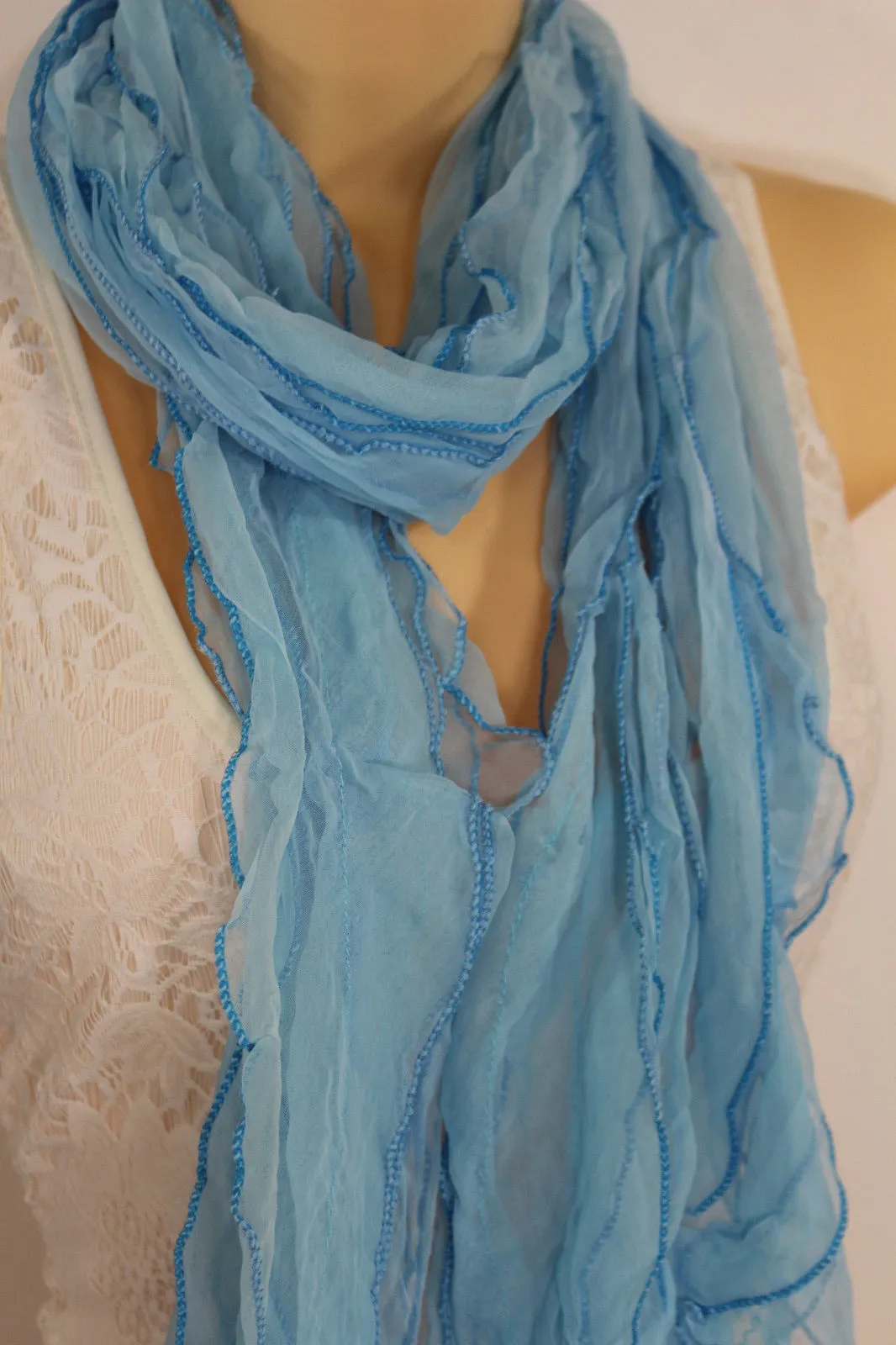 Green Black Purple Blue Long Soft Fabric Scarf Wrap Fancy Neck Tie Dressy