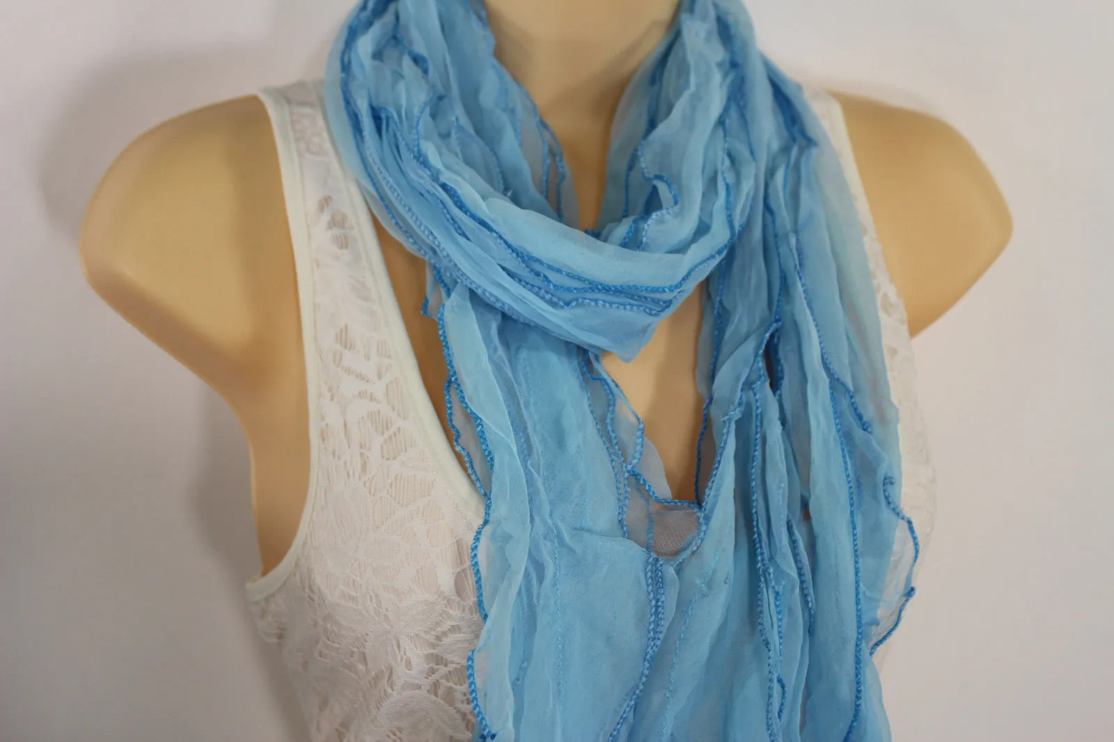 Green Black Purple Blue Long Soft Fabric Scarf Wrap Fancy Neck Tie Dressy
