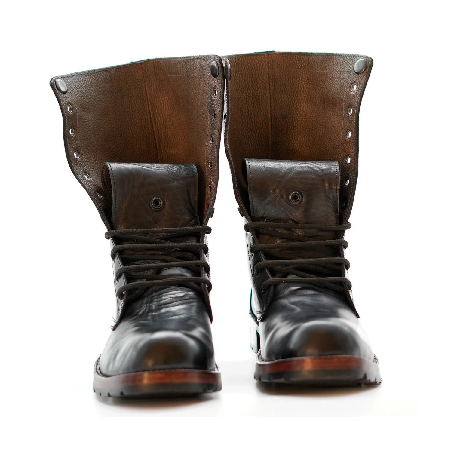 Handmade Lace-Up Full-Grain Leather Casual Ankle Boots