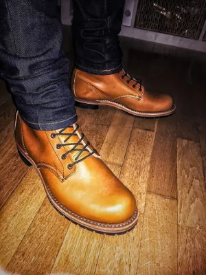 Handmade Tan Leather Ankle Boots for Men