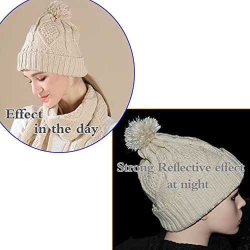 Hat Glove Scarf Set Women, 3 in 1 Beanie Hat and Scarf Winter Set Knit Warm Winter Gift Set for Women Girls (Beige)