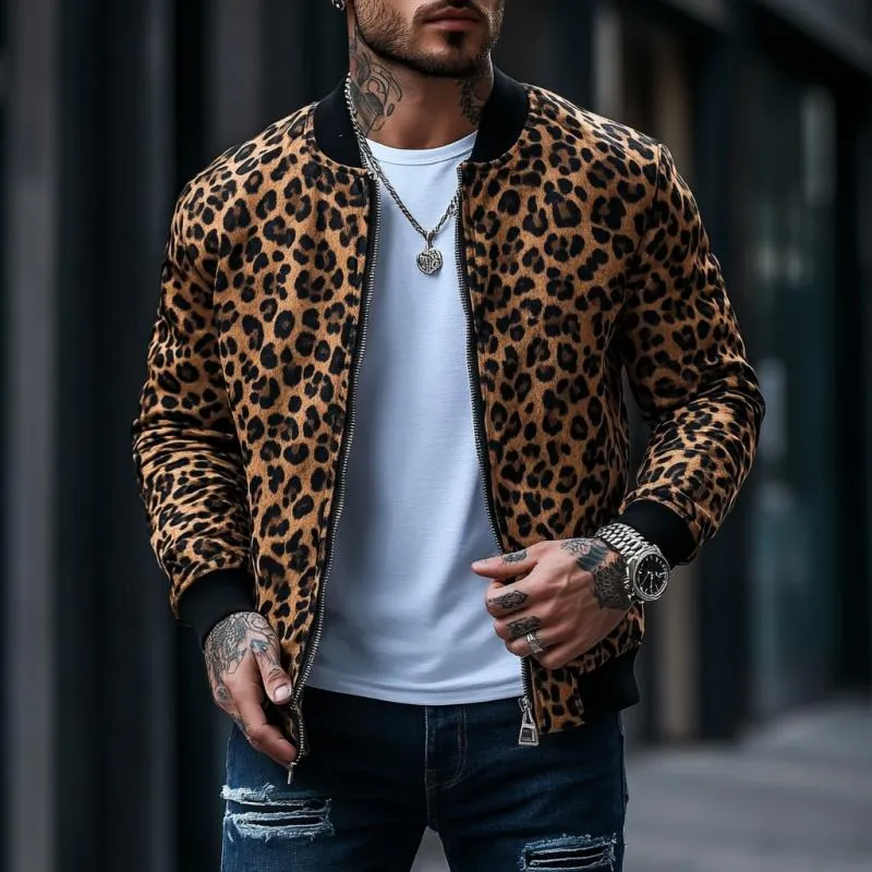 Hawthorne - Men's Basics Leopard Print Bomber Jacket