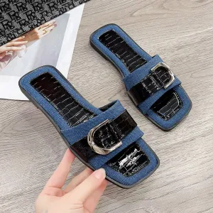 Hazel Blues® |  Buckle Trim Open Toe Sandals