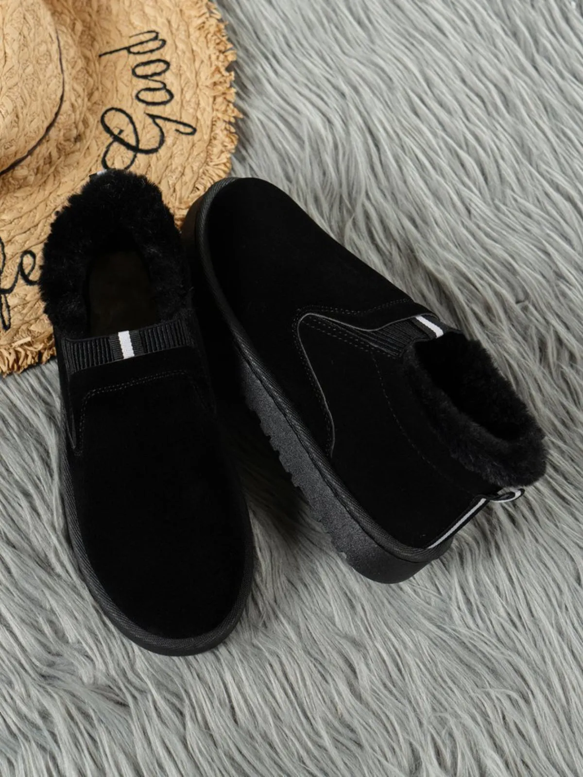 Hazel Blues® |  Faux Fur Suede Round Toe Booties