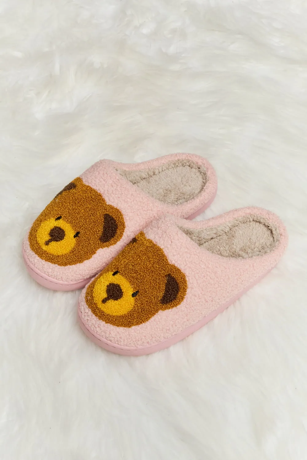 Hazel Blues® |  Melody Teddy Bear Print Plush Slide Slippers