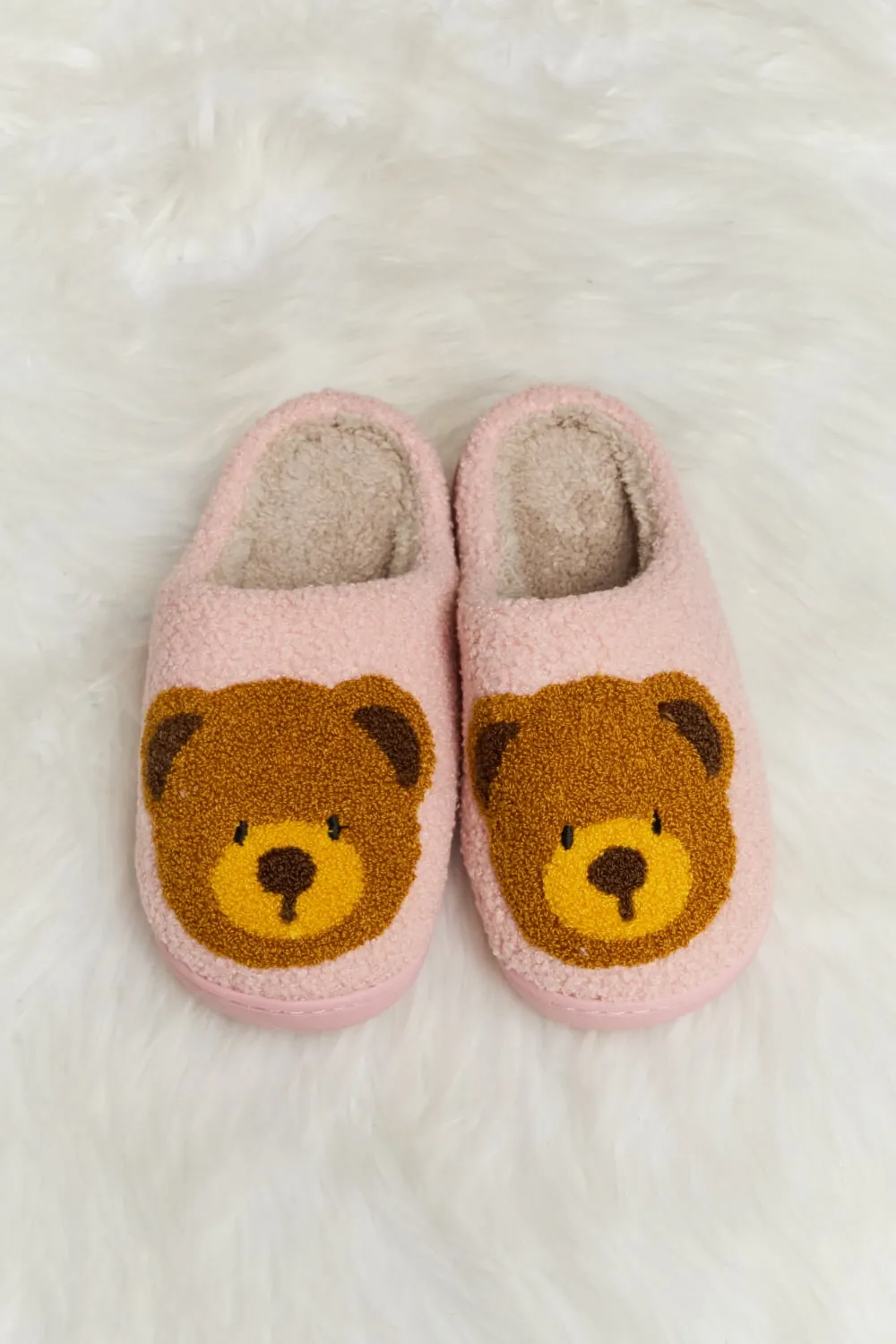 Hazel Blues® |  Melody Teddy Bear Print Plush Slide Slippers