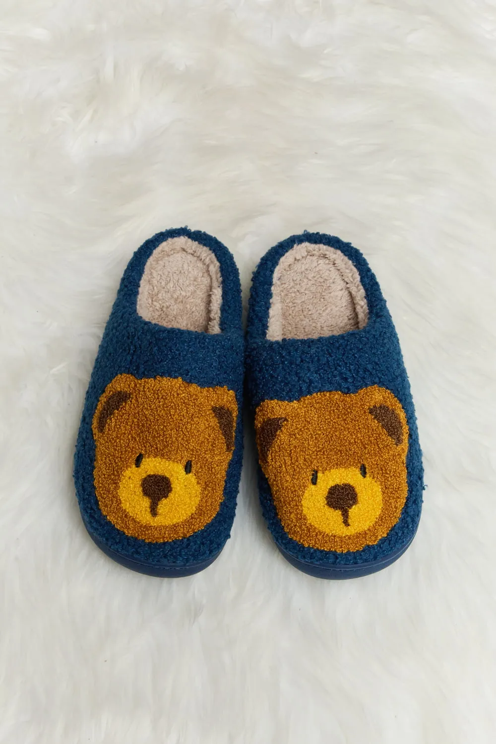 Hazel Blues® |  Melody Teddy Bear Print Plush Slide Slippers