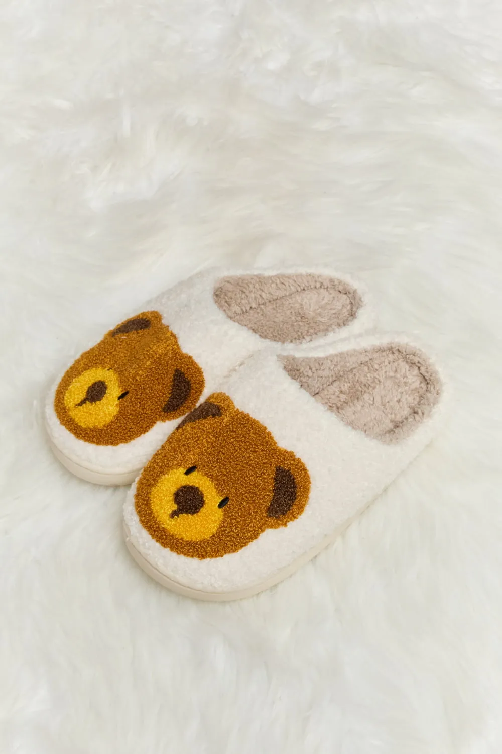 Hazel Blues® |  Melody Teddy Bear Print Plush Slide Slippers