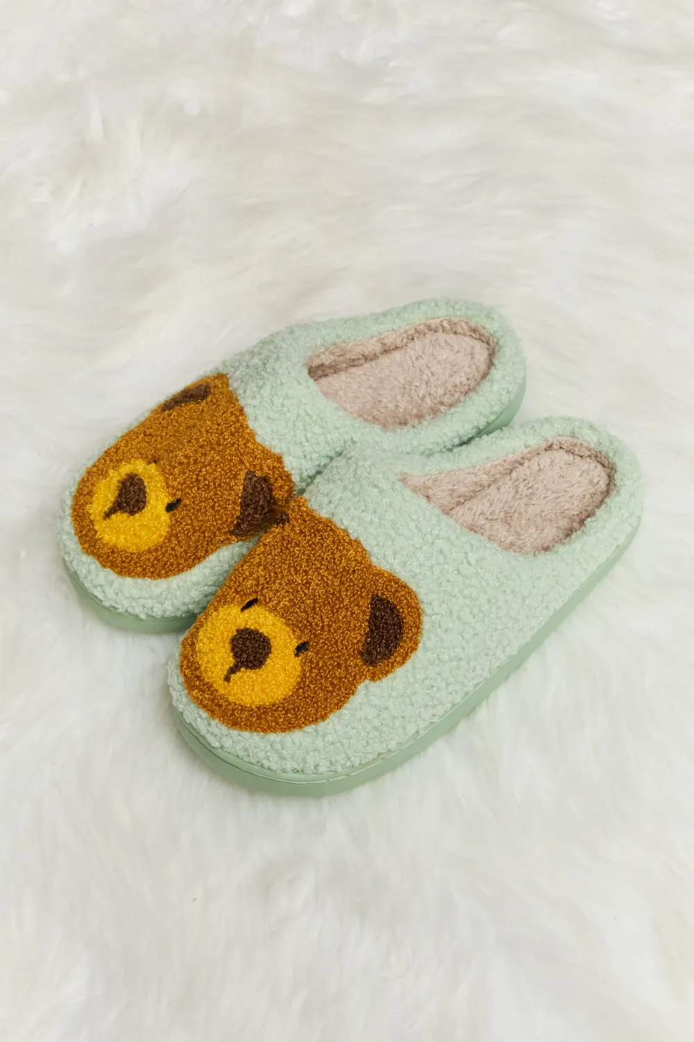 Hazel Blues® |  Melody Teddy Bear Print Plush Slide Slippers