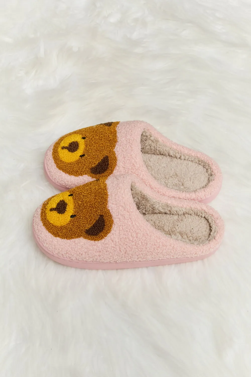 Hazel Blues® |  Melody Teddy Bear Print Plush Slide Slippers