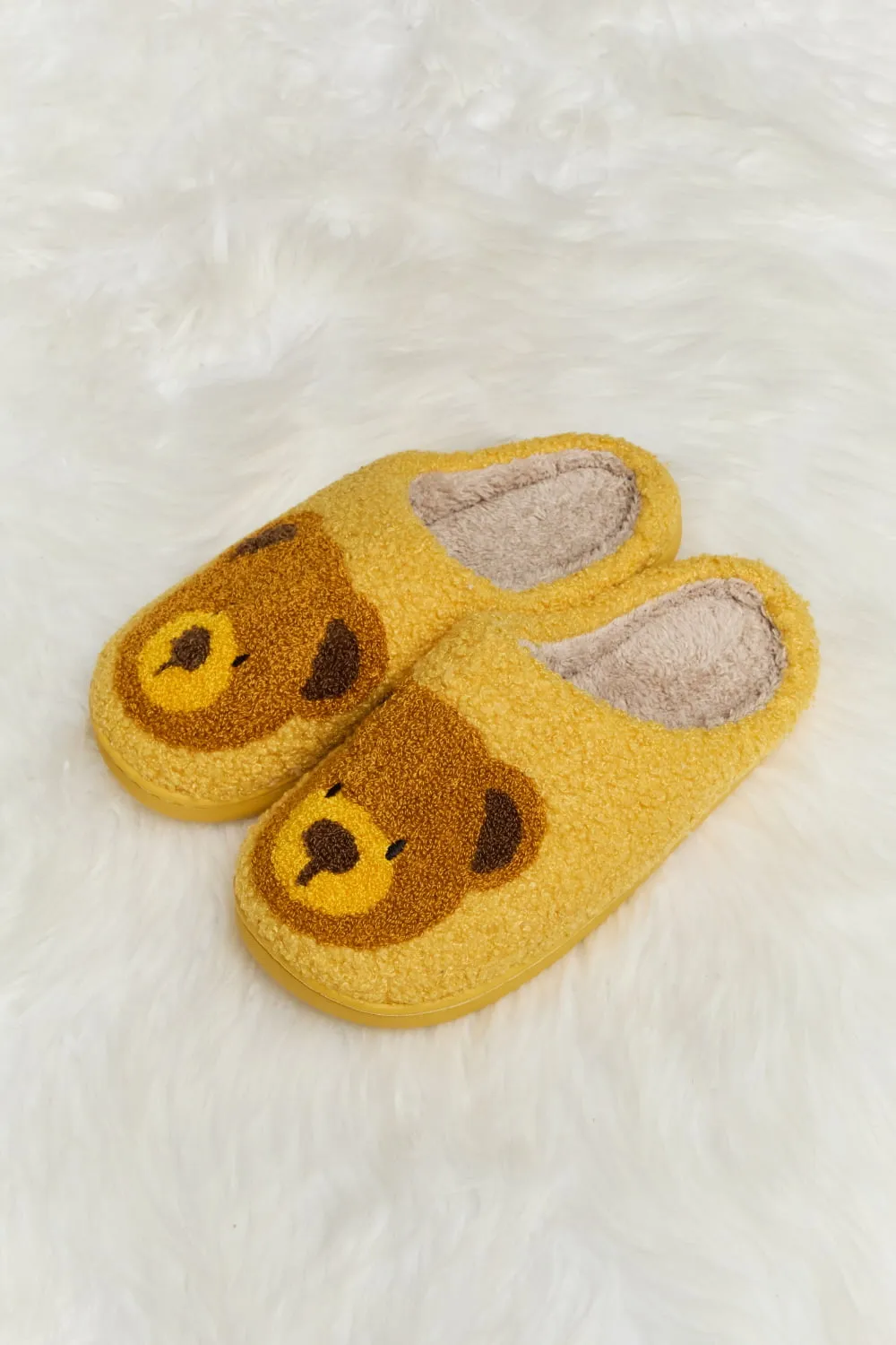 Hazel Blues® |  Melody Teddy Bear Print Plush Slide Slippers