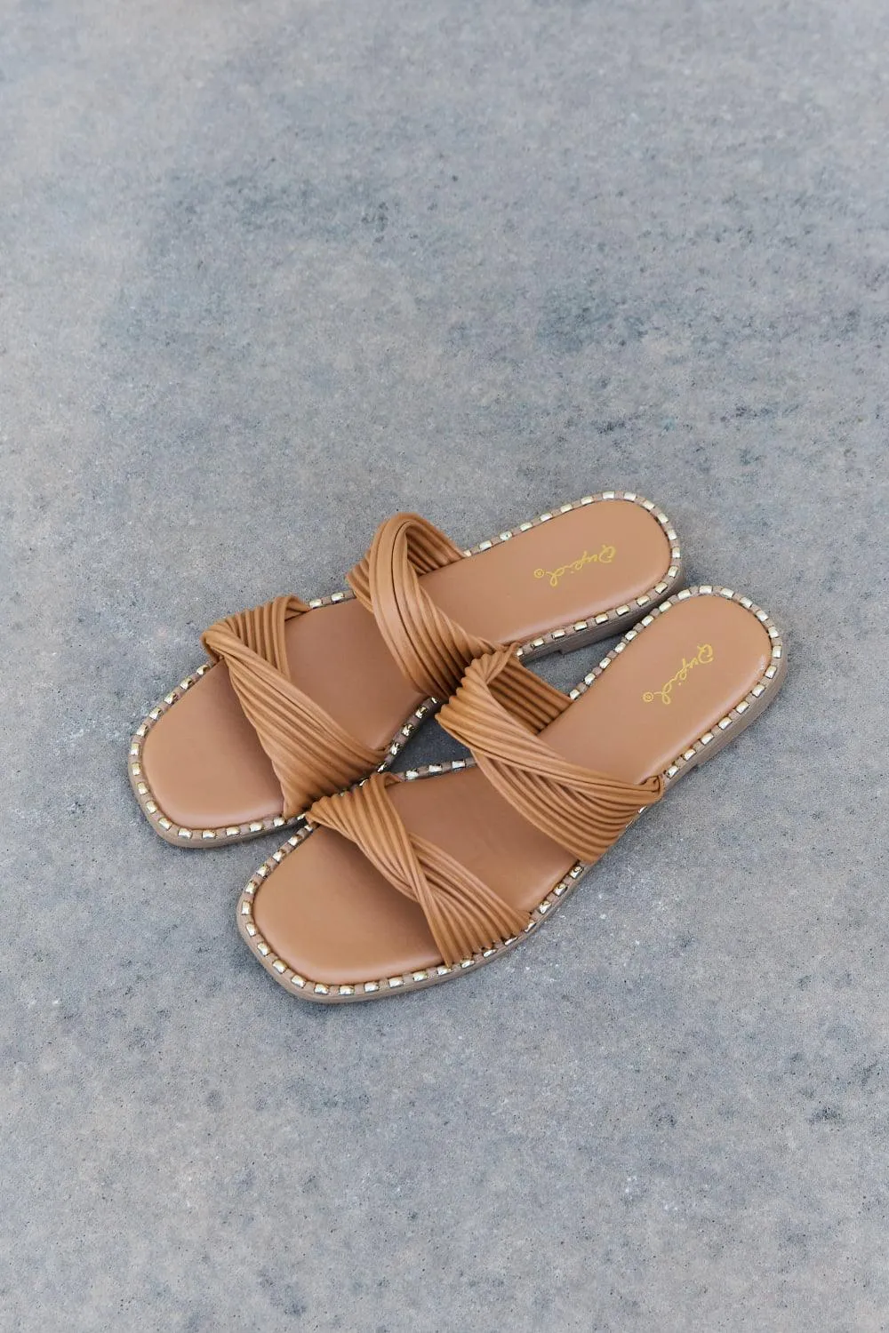 Hazel Blues® |  Qupid Summertime Fine Double Strap Twist Sandals