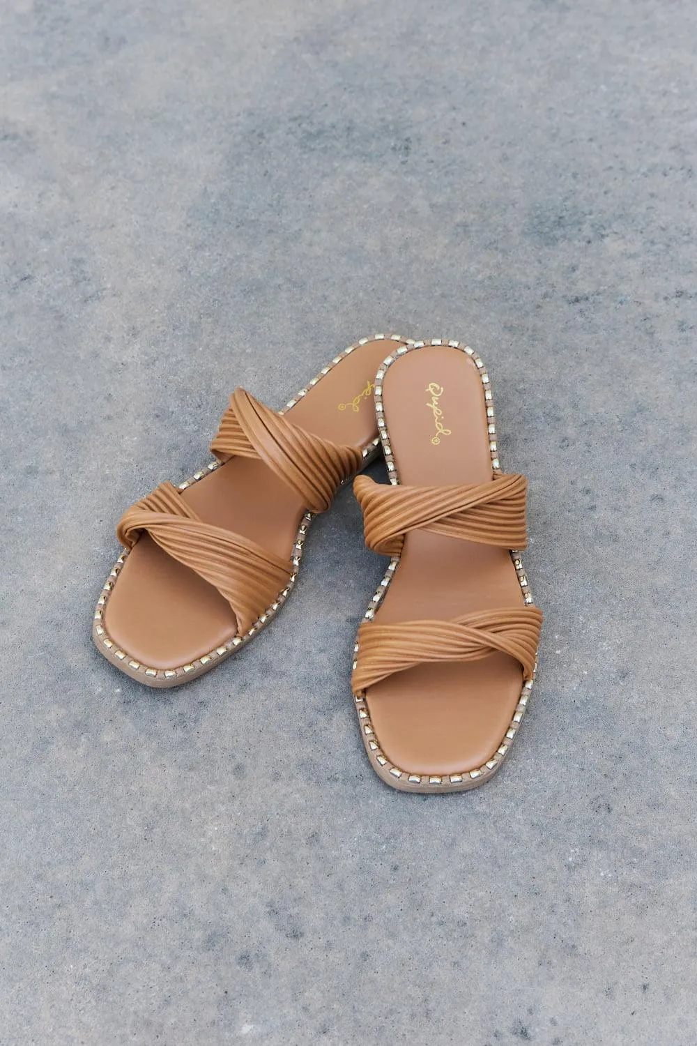 Hazel Blues® |  Qupid Summertime Fine Double Strap Twist Sandals