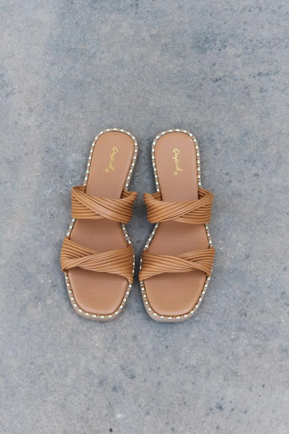 Hazel Blues® |  Qupid Summertime Fine Double Strap Twist Sandals