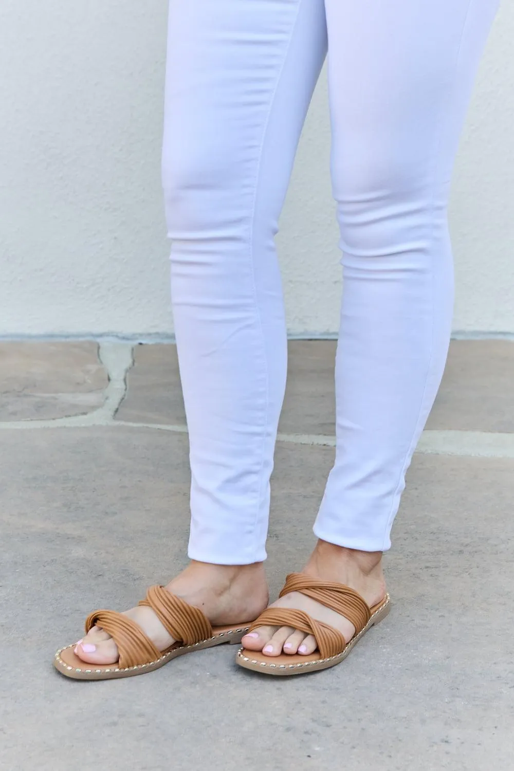 Hazel Blues® |  Qupid Summertime Fine Double Strap Twist Sandals