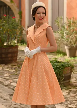 Hearts & Roses Hannah Polkadot 50's Swing Dress Light Orange
