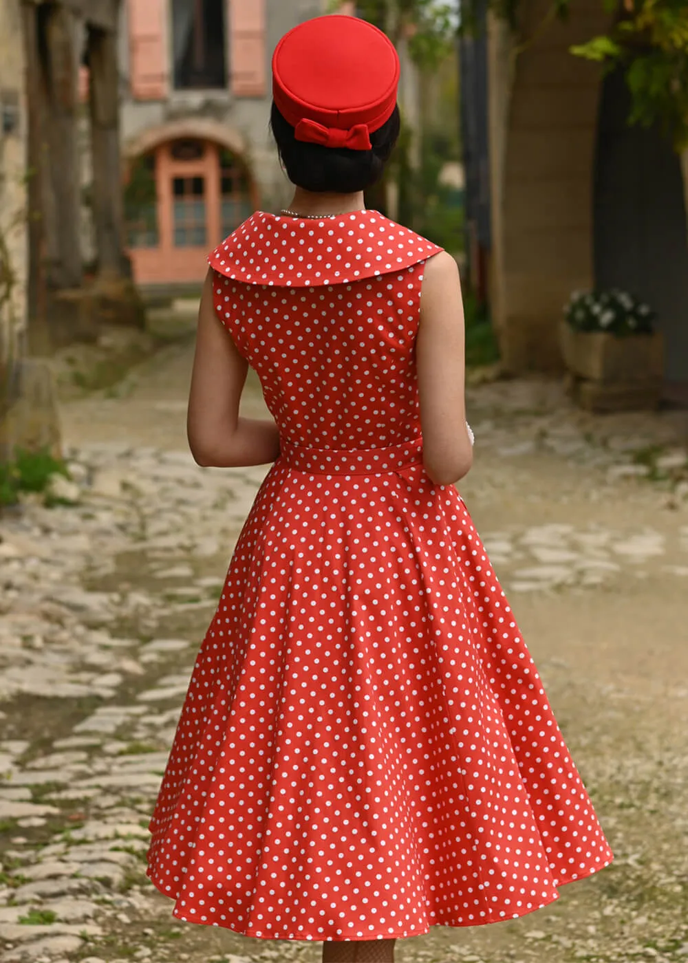 Hearts & Roses Hannah Polkadot 50's Swing Dress Red