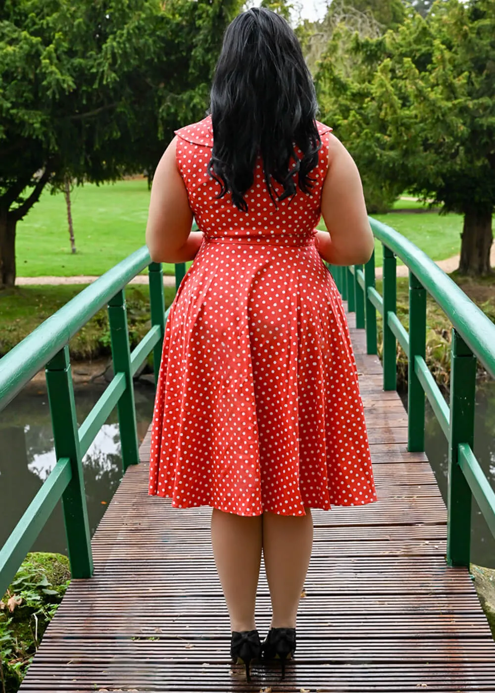 Hearts & Roses Hannah Polkadot 50's Swing Dress Red