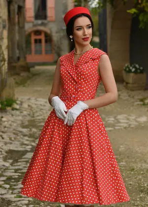 Hearts & Roses Hannah Polkadot 50's Swing Dress Red