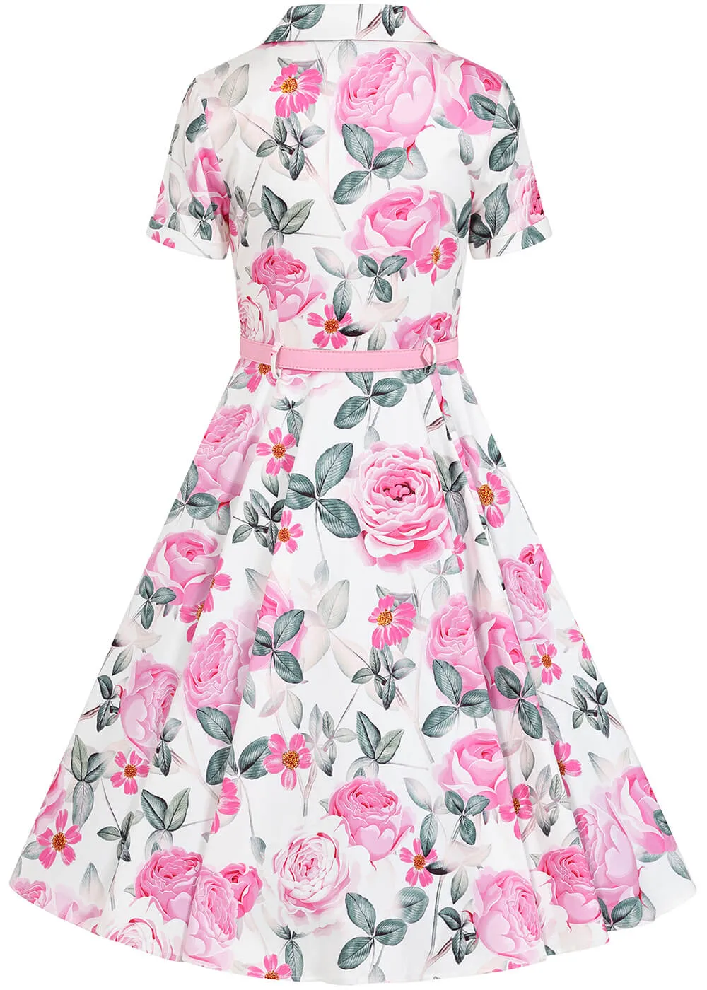Hearts & Roses Luella Floral 50's Swing Dress White