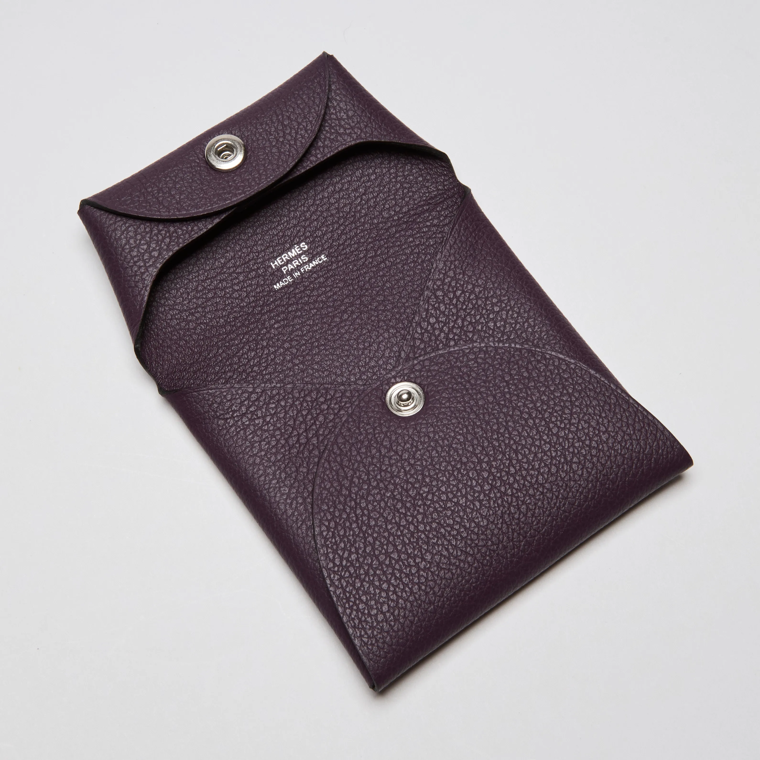Hermes Calvi Purple Leather Coin Purse