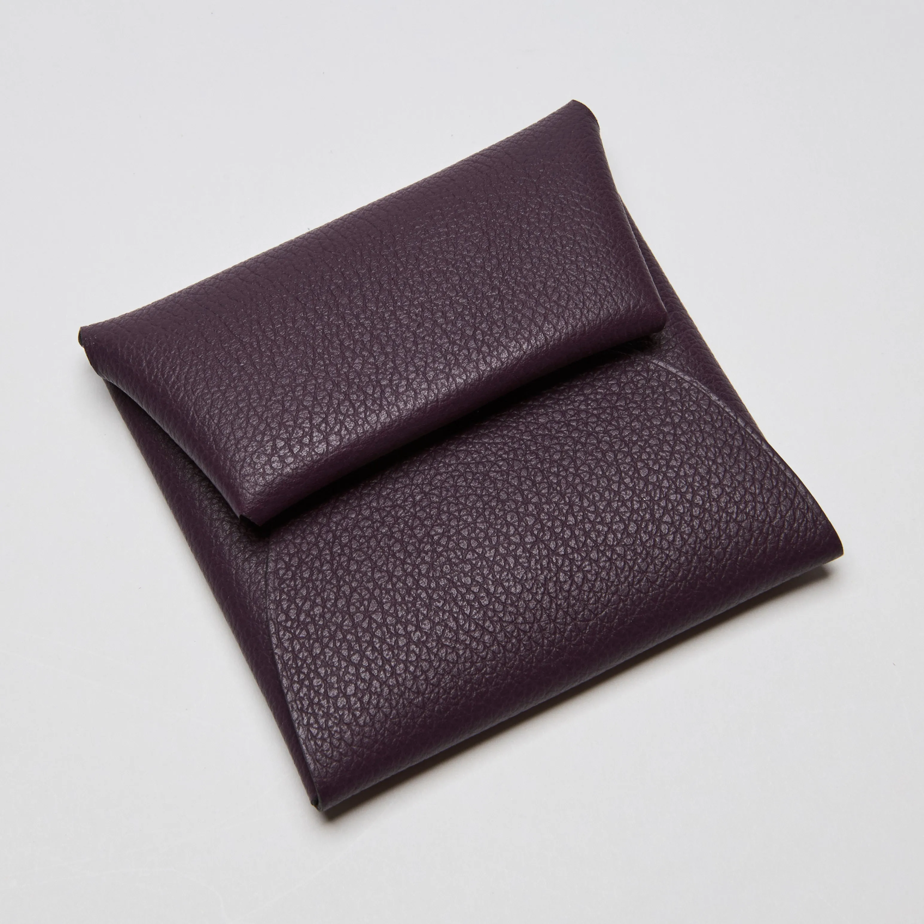 Hermes Calvi Purple Leather Coin Purse