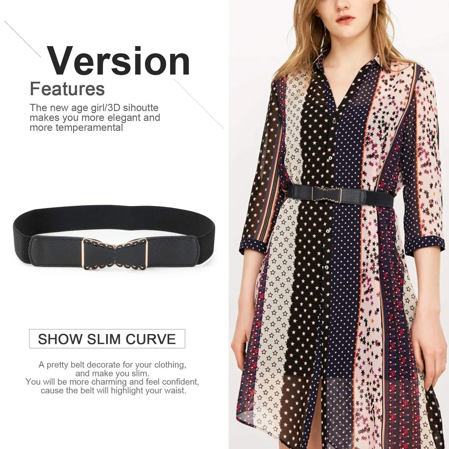 High Waist Elastic Stretchy Belt - JASGOOD 2018 New Design Mid Cinch Retro Dress Waist Belt For Women.