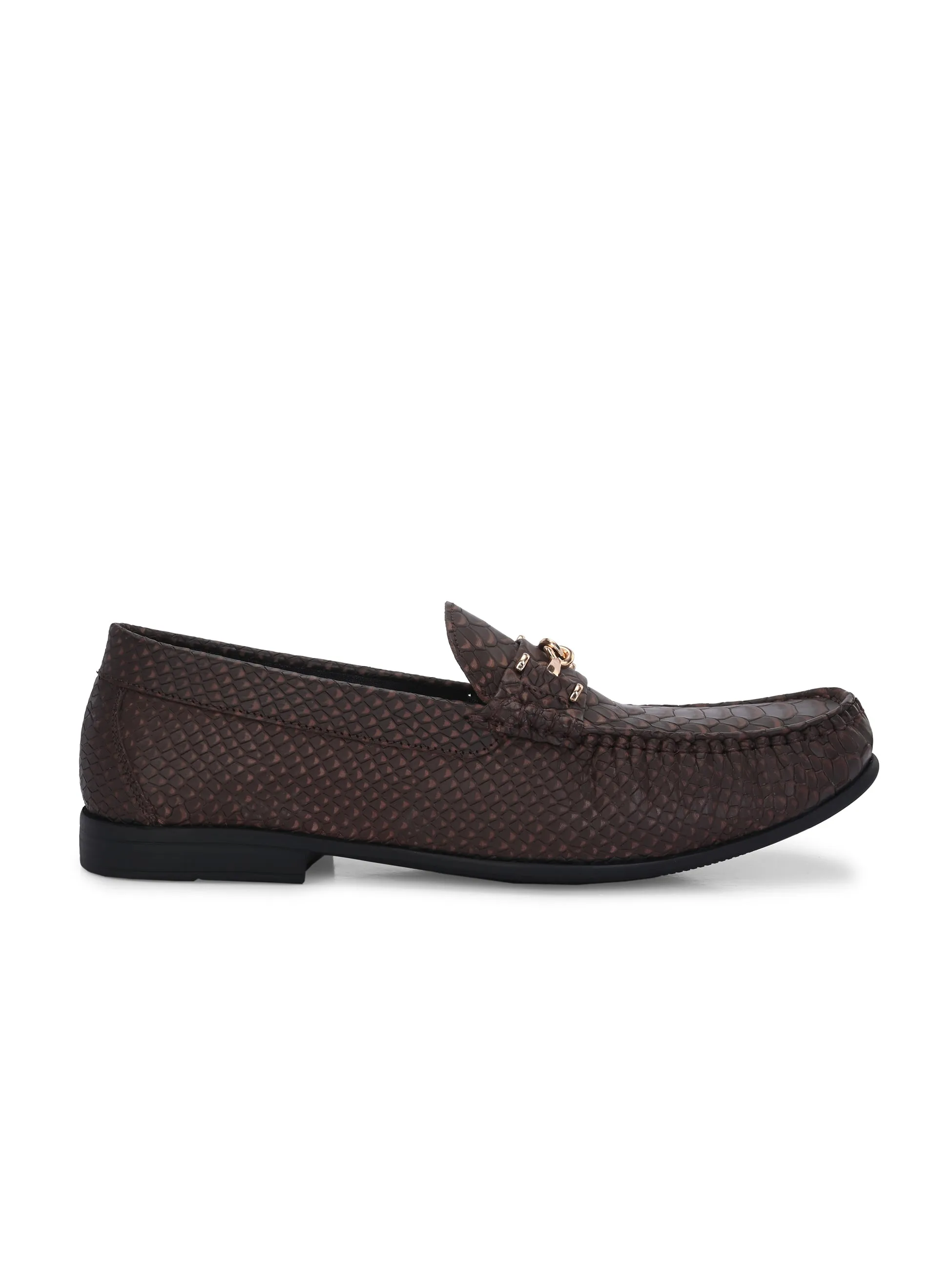 Hitz Men's Brown Leather Casual Loafers