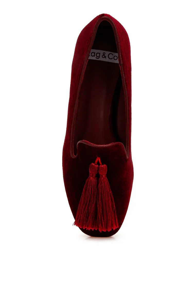 Iconic Tassel Detail Velvet Loafers By RUW