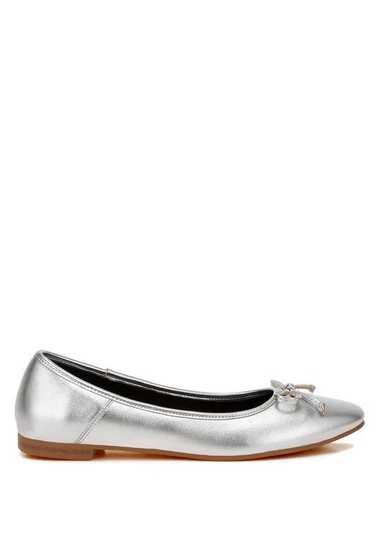 Ipara Metallic Ballerinas - Bow Detail, Gold and Silver, Cushioned Comfort