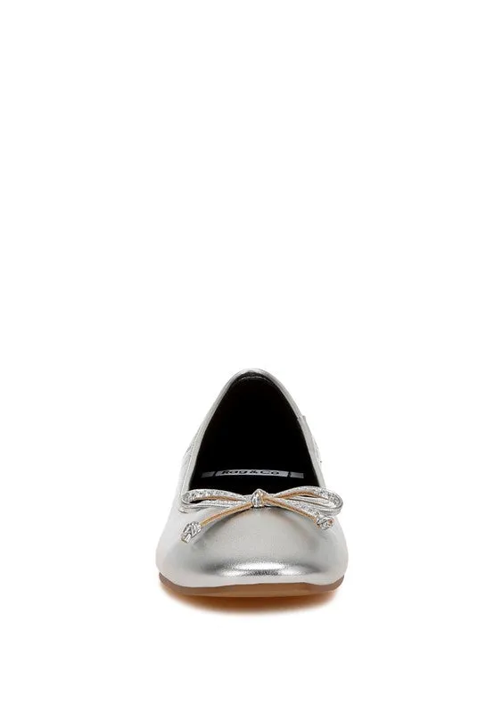 Ipara Metallic Ballerinas - Bow Detail, Gold and Silver, Cushioned Comfort
