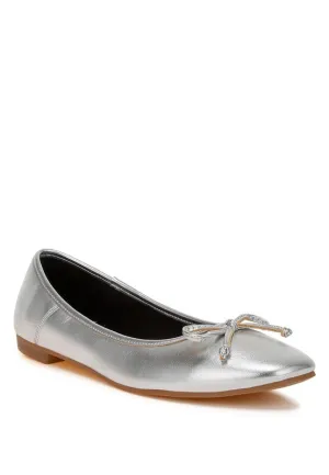 Ipara Metallic Ballerinas - Bow Detail, Gold and Silver, Cushioned Comfort