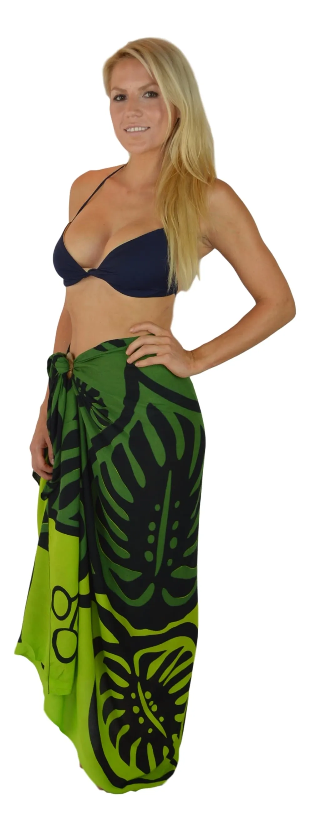 Island Style - Bold Monstera Sarong - Full - Dk Green / Green