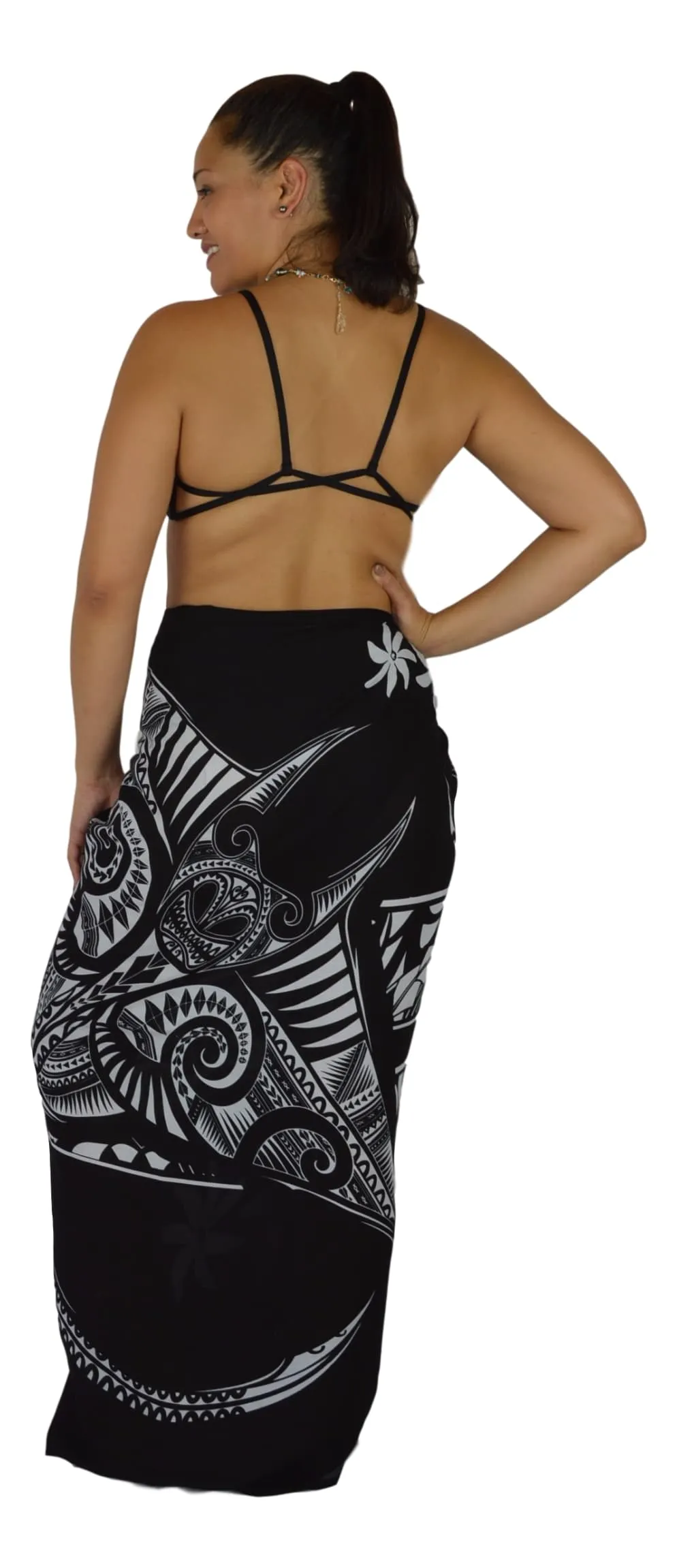 Island Style - Manta Tiare Sarong - Full - Black / White