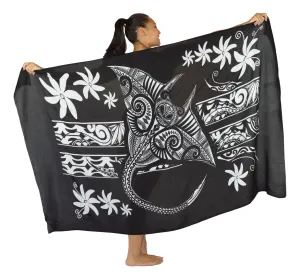 Island Style - Manta Tiare Sarong - Full - Black / White