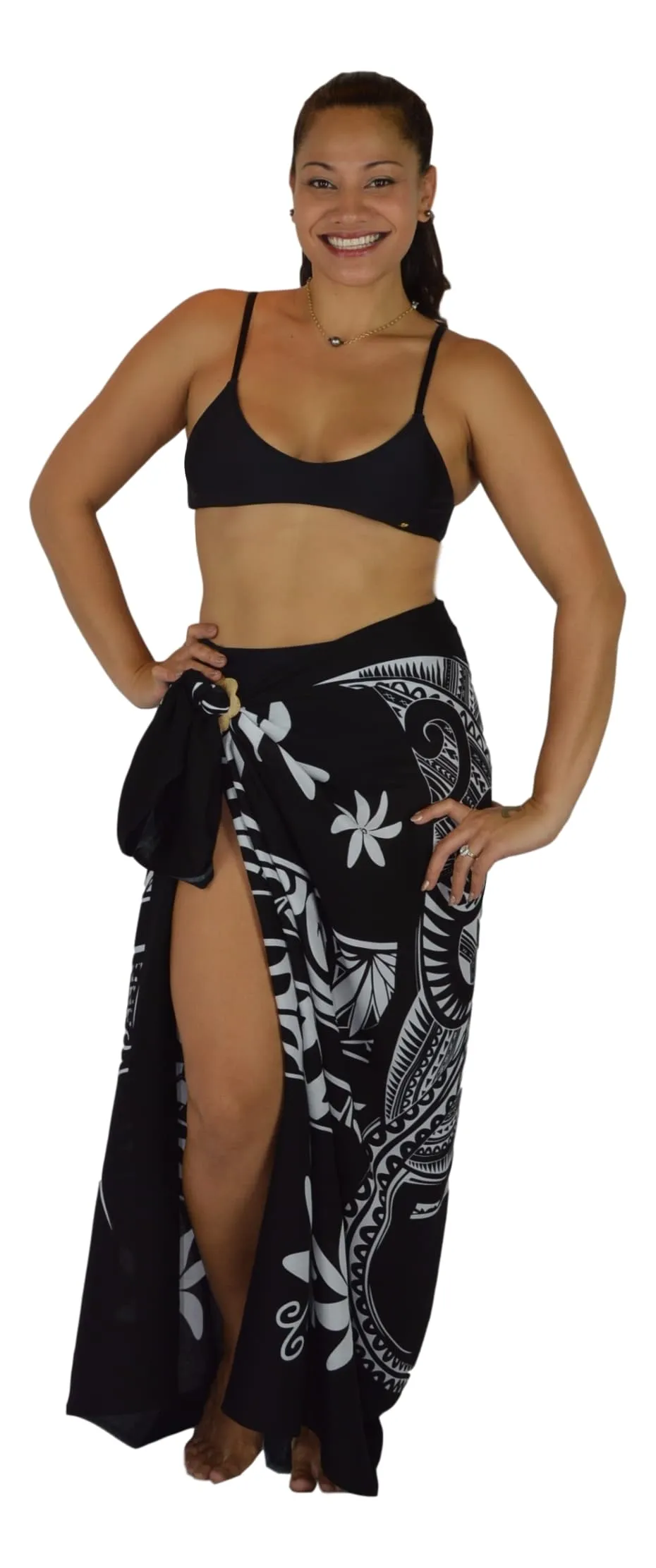 Island Style - Manta Tiare Sarong - Full - Black / White