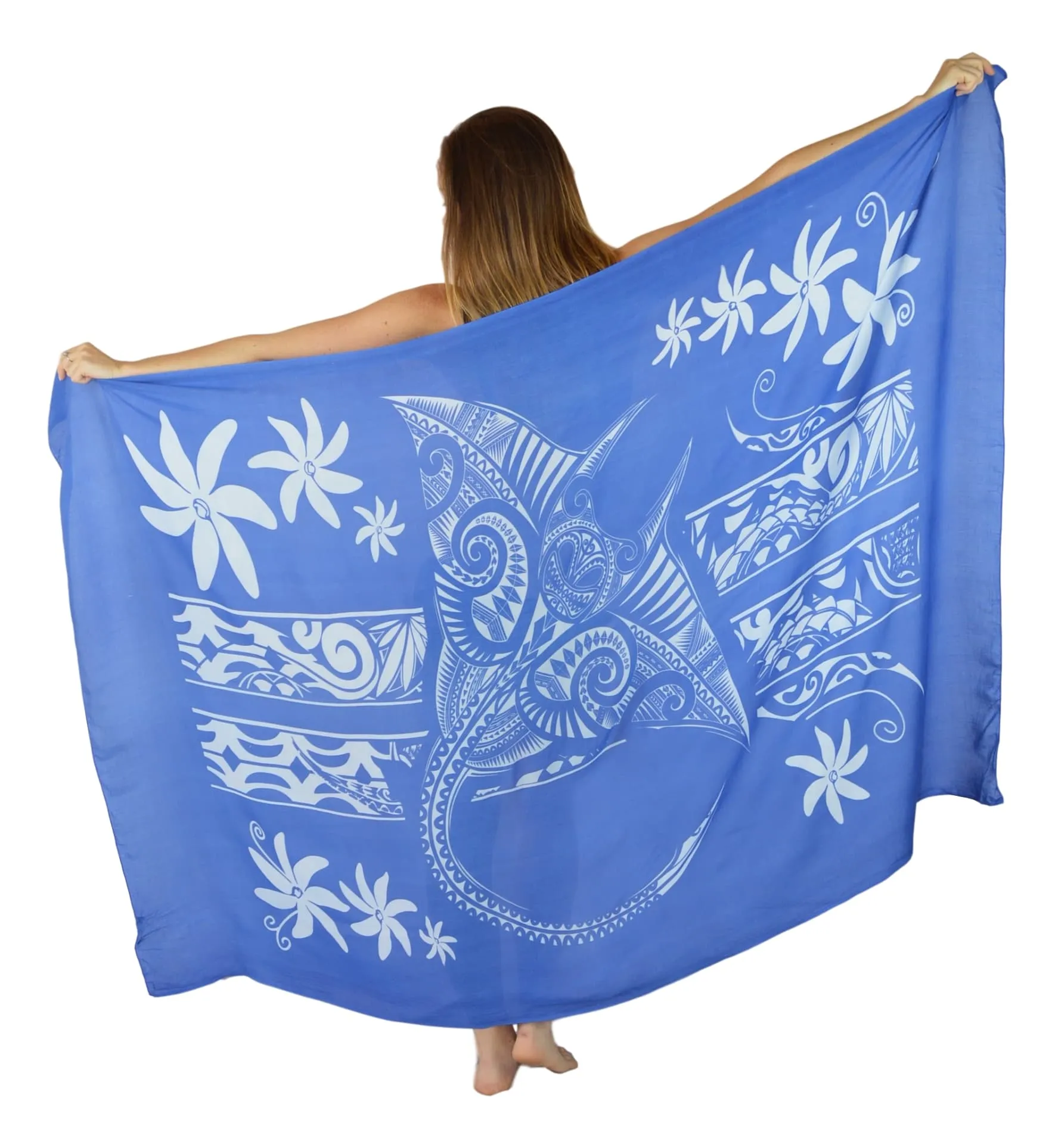 Island Style - Manta Tiare Sarong - Full - Blue / White