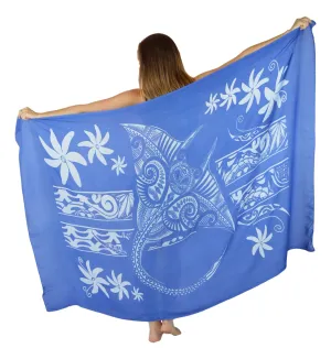 Island Style - Manta Tiare Sarong - Full - Blue / White