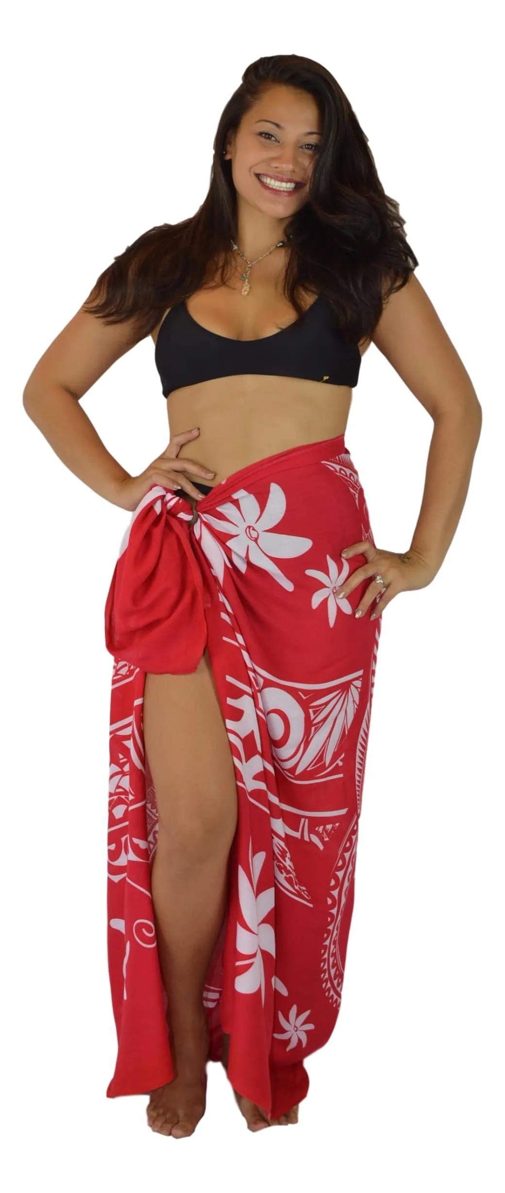 Island Style - Manta Tiare Sarong - Full-Size - Red / White