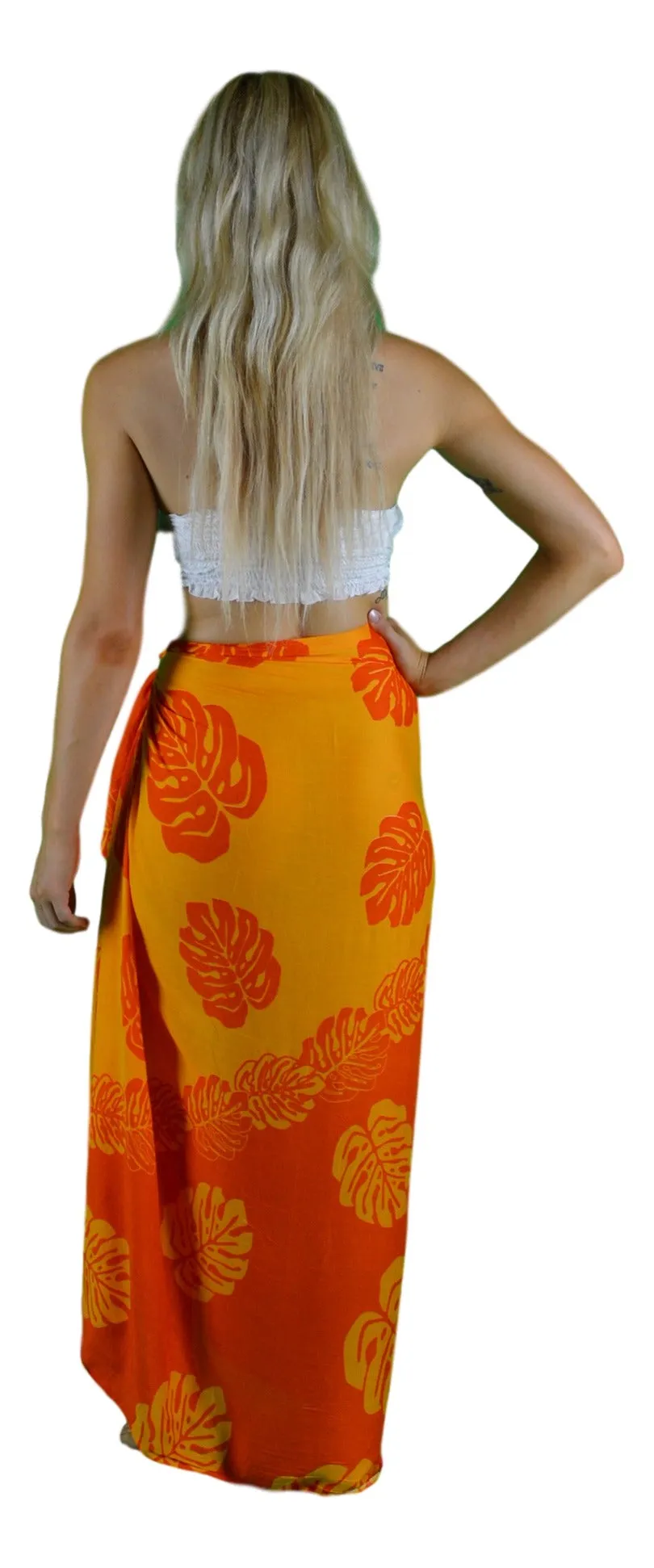 Island Style - Monstera Sarong - Dk Orange / Lt Orange - Full