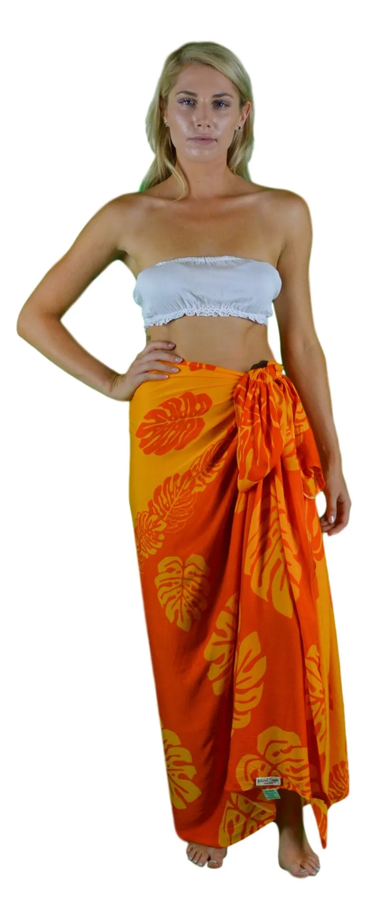 Island Style - Monstera Sarong - Dk Orange / Lt Orange - Full