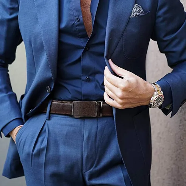 JASGOOD Men Leather Belt Automatic Buckle Ratchet Dress Belt with High Quality Leather in Nice Gift Box Perfect Gift for Men