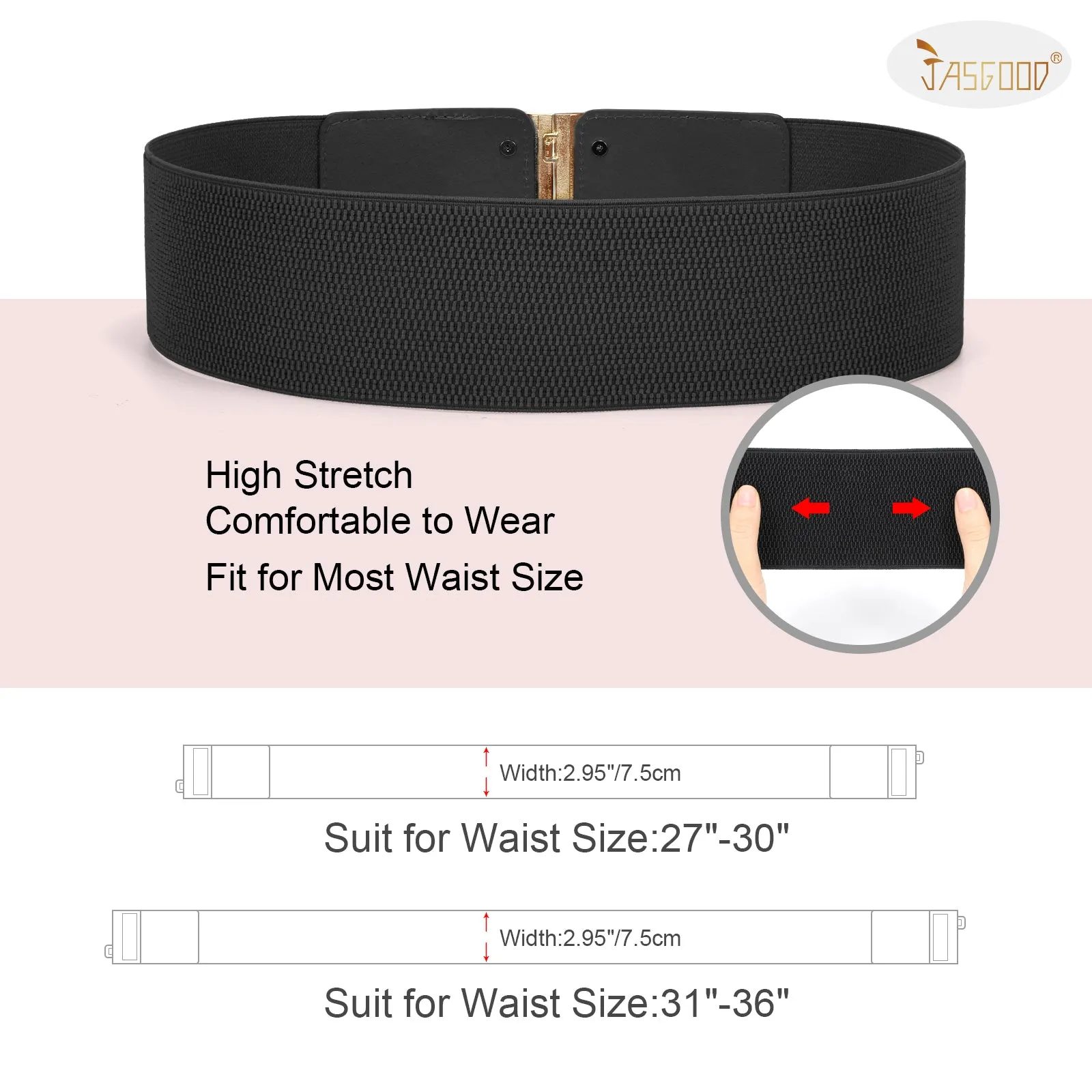 JASGOOD Wide Elastic Stretch Waist Belts for Women Vintage Cinch Dress Belts